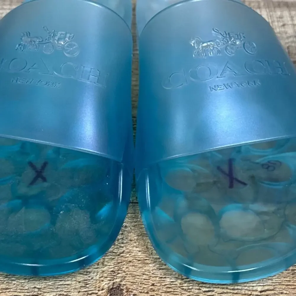 NEW Coach Ulyssa Rubber Slide Clear Jelly Sandals Sea Mist Blue Size 8 - Picture 10 of 13